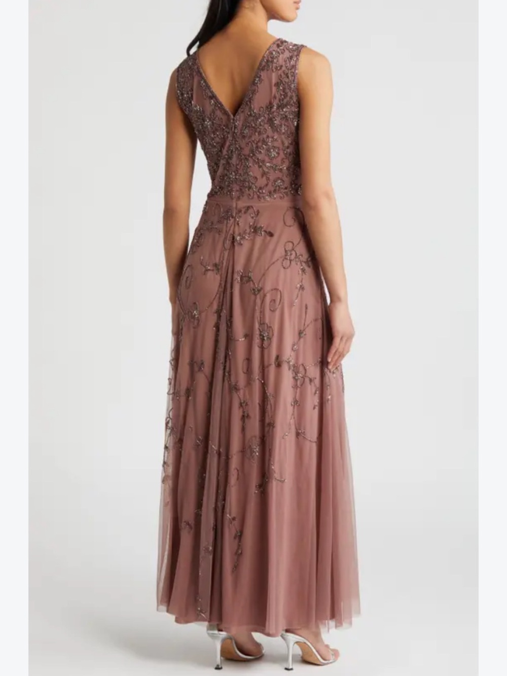NWT Pisarro Nights Beaded Mesh Formal Gown Mauve - Size 8 - Picture 2 of 8